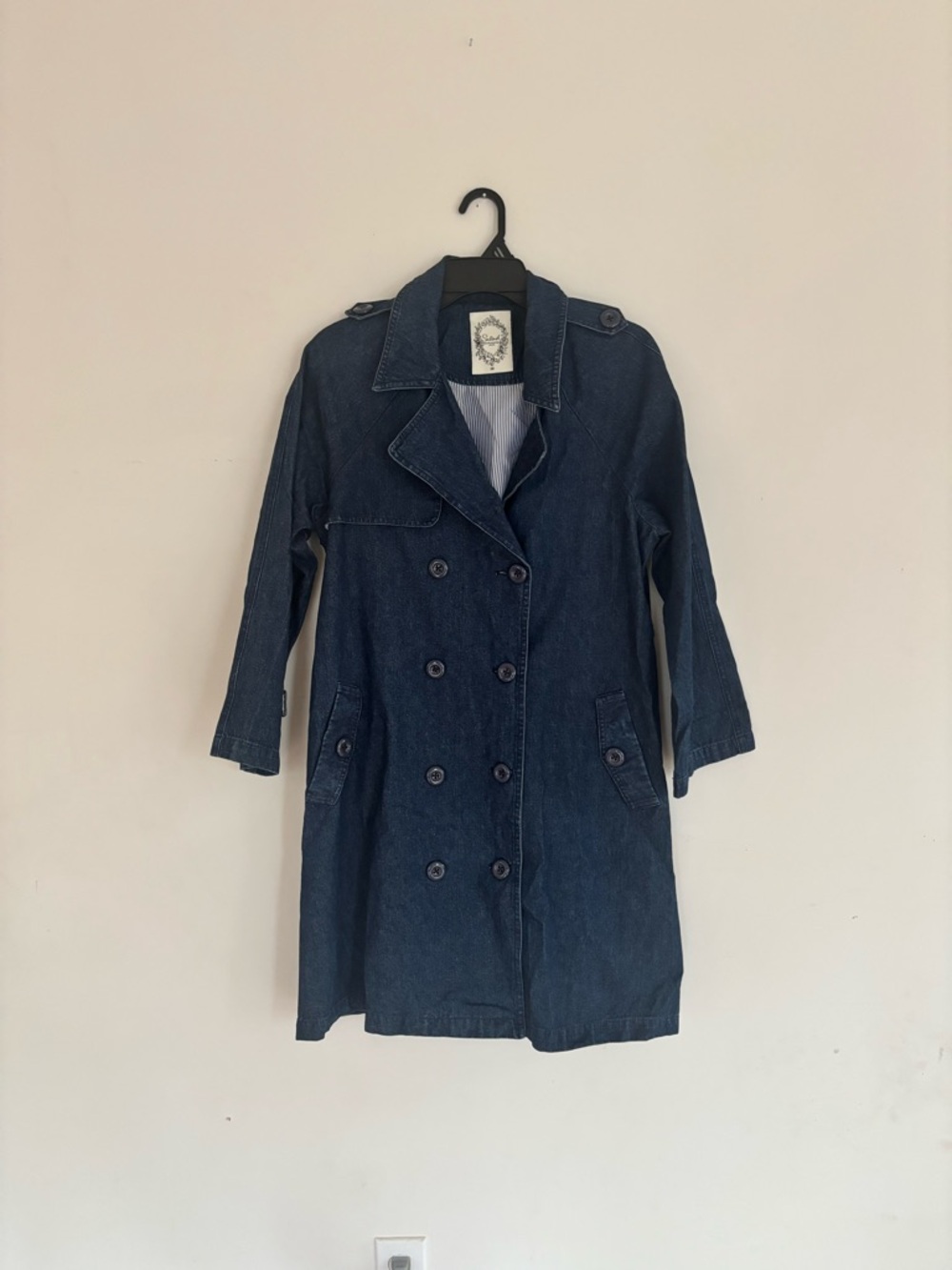 Salad Denim Trench Coat Jacket Women’s M 100% Cotton